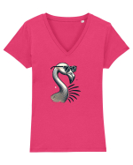 Flamingo minimalist cu ochelari Tricou mânecă scurtă guler V Damă Evoker