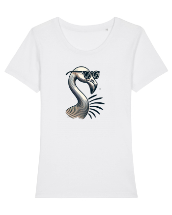 Flamingo minimalist cu ochelari White