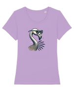 Flamingo minimalist cu ochelari Tricou mânecă scurtă guler larg fitted Damă Expresser