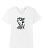 Flamingo minimalist cu ochelari Tricou mânecă scurtă guler V Bărbat Presenter