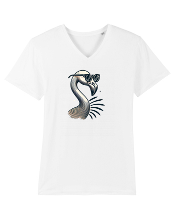 Flamingo minimalist cu ochelari White