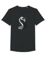 Flamingo minimalist cu ochelari Tricou mânecă scurtă guler larg Bărbat Skater