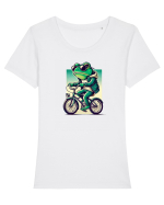 Riding frog Tricou mânecă scurtă guler larg fitted Damă Expresser