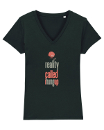 REALITY CALLED, I HUNG UP -  A SUNAT REALITATEA... I-AM INCHIS Tricou mânecă scurtă guler V Damă Evoker