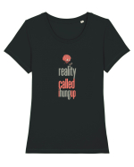 REALITY CALLED, I HUNG UP -  A SUNAT REALITATEA... I-AM INCHIS Tricou mânecă scurtă guler larg fitted Damă Expresser