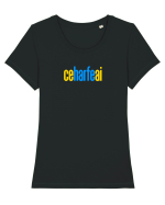 CE HARFE AI! Tricou mânecă scurtă guler larg fitted Damă Expresser