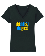 STAI CHILL, CA-TI DAU GHOST Tricou mânecă scurtă guler V Damă Evoker