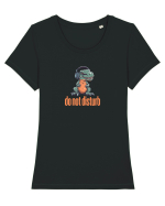 DO NOT DISTURB -Dinozaur T Rex care asculta muzica Tricou mânecă scurtă guler larg fitted Damă Expresser