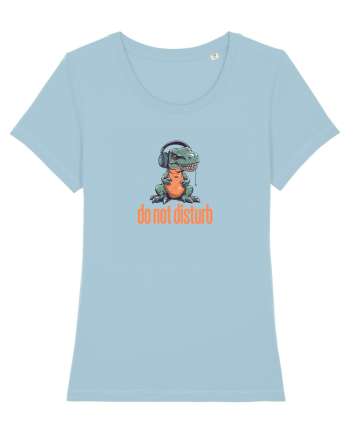 DO NOT DISTURB -Dinozaur T Rex care asculta muzica Sky Blue