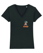 NU DERANJATI 2 - Dinozaur T Rex care asculta muzica Tricou mânecă scurtă guler V Damă Evoker