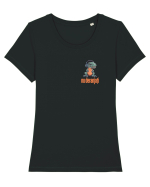 NU DERANJATI 2 - Dinozaur T Rex care asculta muzica Tricou mânecă scurtă guler larg fitted Damă Expresser