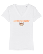 DON`T DISTURB UNTIL MONDAY - pisica in hamac Tricou mânecă scurtă guler V Damă Evoker