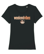 WEEKEND VIBES - pisica in hamac Tricou mânecă scurtă guler larg fitted Damă Expresser