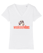WEEKEND VIBES - lenes cu cocktail 1 Tricou mânecă scurtă guler V Damă Evoker