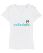 WEEKEND VIBES - lenes cu cocktail 3 Tricou mânecă scurtă guler V Damă Evoker