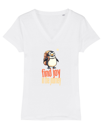 FIND JOY IN THE JOURNEY - PINGUIN - BUCURA-TE DE CALATORIE / DRUM White