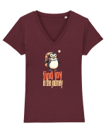 FIND JOY IN THE JOURNEY - PINGUIN - BUCURA-TE DE CALATORIE / DRUM Tricou mânecă scurtă guler V Damă Evoker