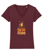FIND JOY IN THE JOURNEY - MELC - BUCURA-TE DE CALATORIE / DRUM Tricou mânecă scurtă guler V Damă Evoker