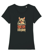 FIND JOY IN THE JOURNEY - CAINE- BUCURA-TE DE CALATORIE / DRUM Tricou mânecă scurtă guler larg fitted Damă Expresser