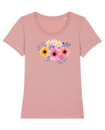 Flowers Tricou mânecă scurtă guler larg fitted Damă Expresser