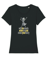 WHY BE MOODY WHEN YOU CAN SHAKE YOUR BOOTY - SCHELET 2 Tricou mânecă scurtă guler larg fitted Damă Expresser
