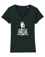 WHY BE MOODY WHEN YOU CAN SHAKE YOUR BOOTY - PISICA GRUMPY Tricou mânecă scurtă guler V Damă Evoker