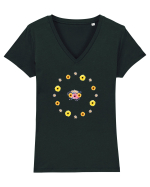 Flowers Tricou mânecă scurtă guler V Damă Evoker