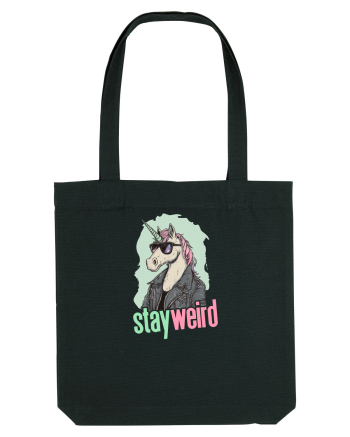 STAY WEIRD - Unicorn - rocker - geaca de piele Black