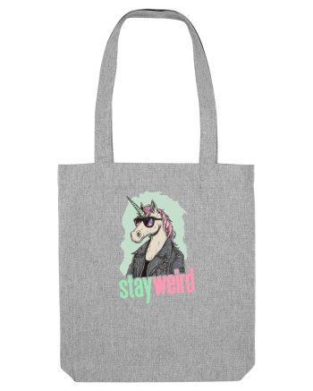 STAY WEIRD - Unicorn - rocker - geaca de piele Heather Grey