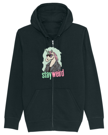 STAY WEIRD - Unicorn - rocker - geaca de piele Black