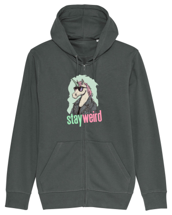 STAY WEIRD - Unicorn - rocker - geaca de piele Anthracite