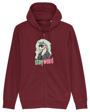 STAY WEIRD - Unicorn - rocker - geaca de piele Burgundy