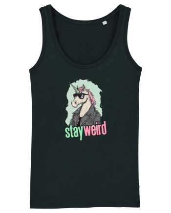STAY WEIRD - Unicorn - rocker - geaca de piele Black