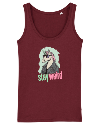 STAY WEIRD - Unicorn - rocker - geaca de piele Burgundy