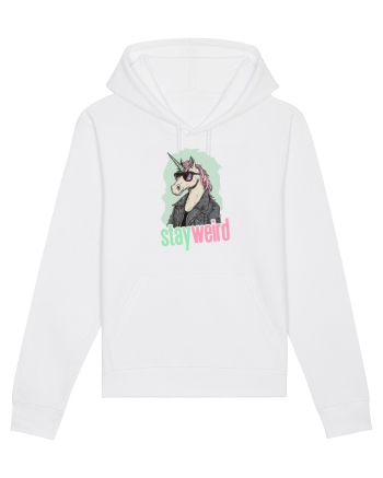 STAY WEIRD - Unicorn - rocker - geaca de piele White