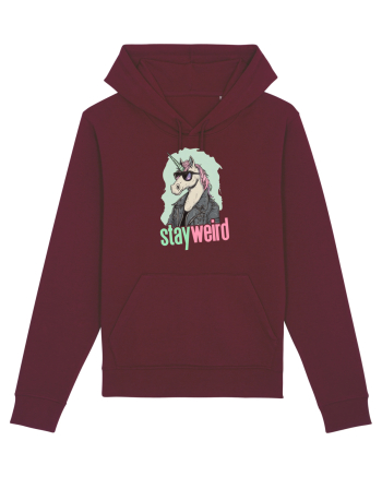 STAY WEIRD - Unicorn - rocker - geaca de piele Burgundy