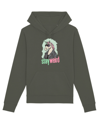 STAY WEIRD - Unicorn - rocker - geaca de piele Khaki
