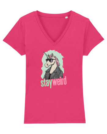 STAY WEIRD - Unicorn - rocker - geaca de piele Raspberry