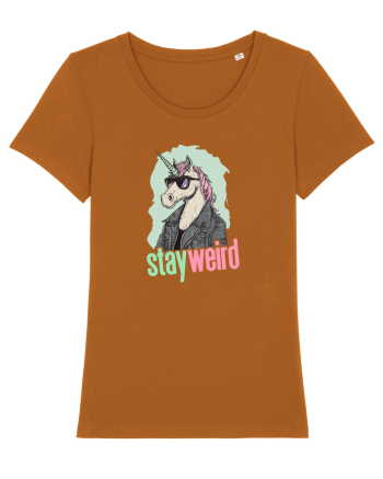STAY WEIRD - Unicorn - rocker - geaca de piele Roasted Orange