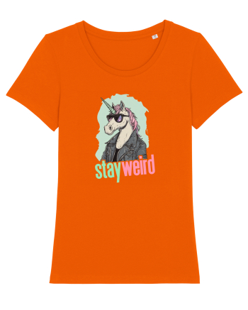 STAY WEIRD - Unicorn - rocker - geaca de piele Bright Orange