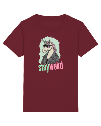 STAY WEIRD - Unicorn - rocker - geaca de piele Burgundy