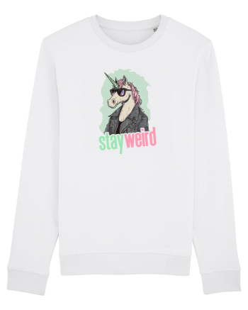 STAY WEIRD - Unicorn - rocker - geaca de piele White