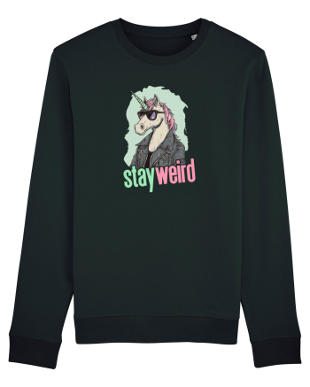 STAY WEIRD - Unicorn - rocker - geaca de piele Black