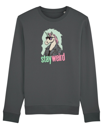 STAY WEIRD - Unicorn - rocker - geaca de piele Anthracite