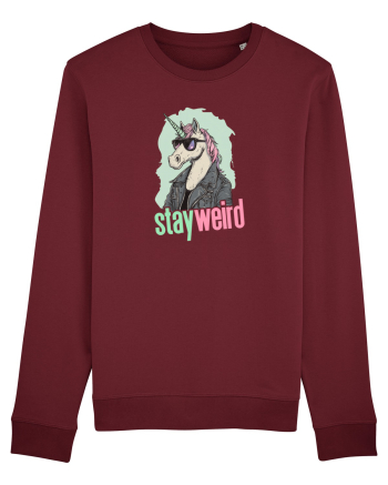 STAY WEIRD - Unicorn - rocker - geaca de piele Burgundy