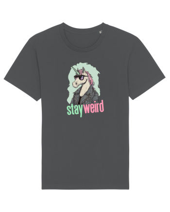 STAY WEIRD - Unicorn - rocker - geaca de piele Anthracite