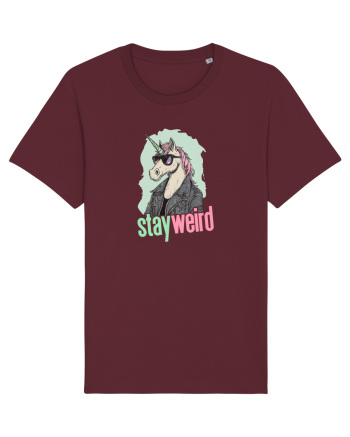 STAY WEIRD - Unicorn - rocker - geaca de piele Burgundy