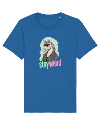 STAY WEIRD - Unicorn - rocker - geaca de piele Royal Blue