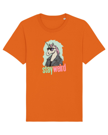 STAY WEIRD - Unicorn - rocker - geaca de piele Bright Orange