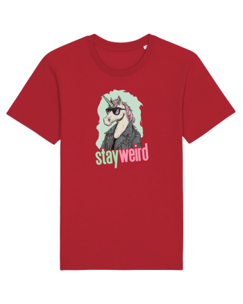 STAY WEIRD - Unicorn - rocker - geaca de piele Red